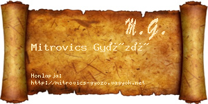 Mitrovics Győző névjegykártya